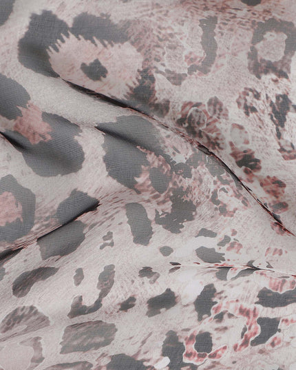 Mauve Grey Animal Print Silk Chiffon Fabric 110cm
