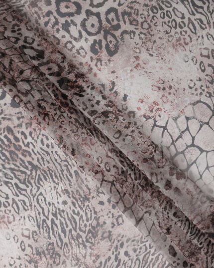 Mauve Grey Animal Print Silk Chiffon Fabric 110cm