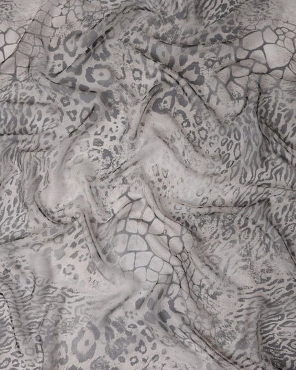 Dove Grey Animal Print Silk Chiffon Fabric 110cm