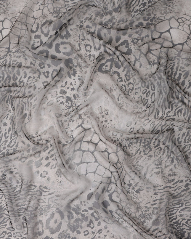 Dove Grey Animal Print Silk Chiffon Fabric 110cm