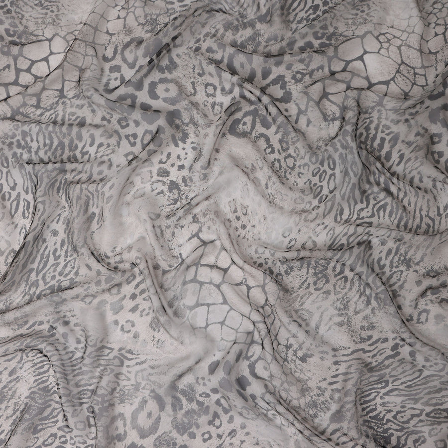 Dove Grey Animal Print Silk Chiffon Fabric 110cm
