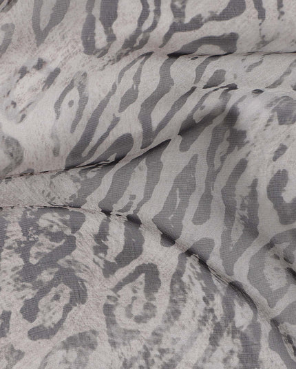 Dove Grey Animal Print Silk Chiffon Fabric 110cm