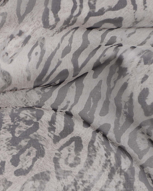 Dove Grey Animal Print Silk Chiffon Fabric 110cm