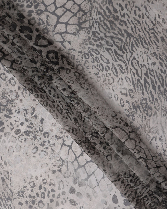 Dove Grey Animal Print Silk Chiffon Fabric 110cm