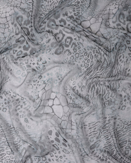 Slate Grey Animal Print Silk Chiffon Fabric 110cm
