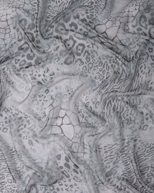 Slate Grey Animal Print Silk Chiffon Fabric 110cm
