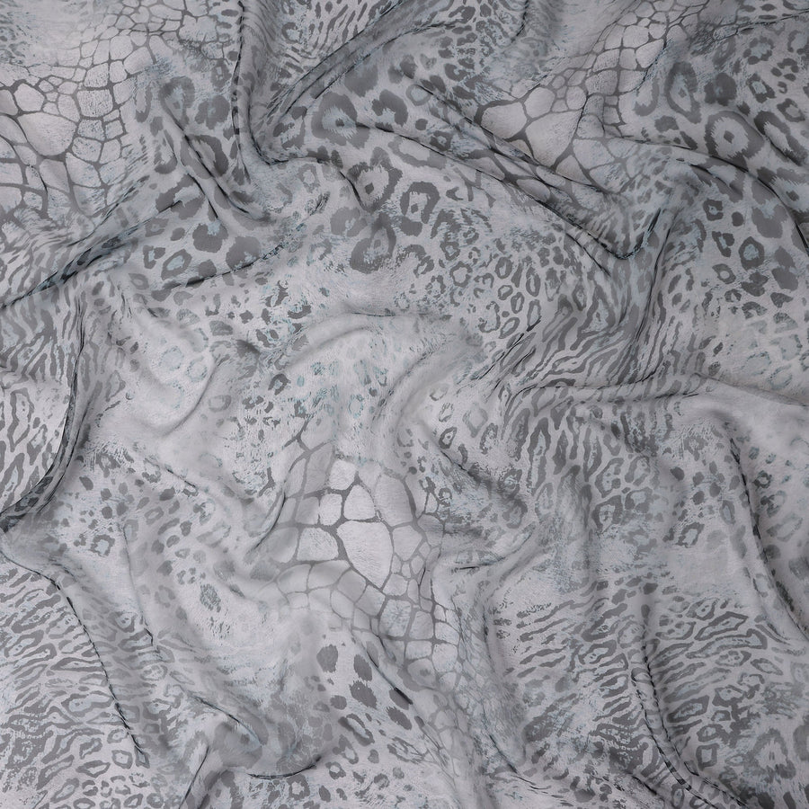 Slate Grey Animal Print Silk Chiffon Fabric 110cm