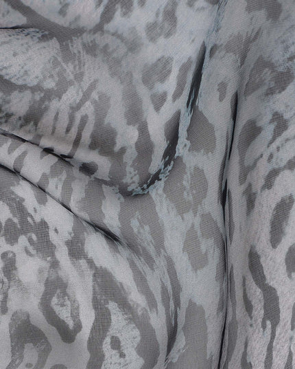 Slate Grey Animal Print Silk Chiffon Fabric 110cm