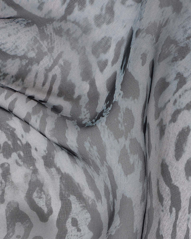 Slate Grey Animal Print Silk Chiffon Fabric 110cm