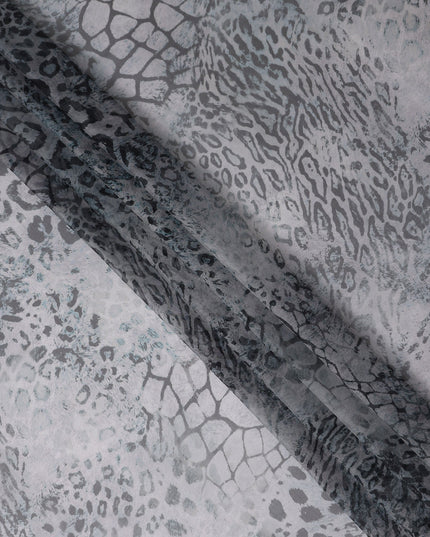 Slate Grey Animal Print Silk Chiffon Fabric 110cm