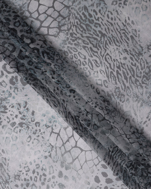 Slate Grey Animal Print Silk Chiffon Fabric 110cm