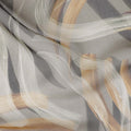 Stone Grey Abstract Brushstroke Silk Chiffon Fabric 110cm