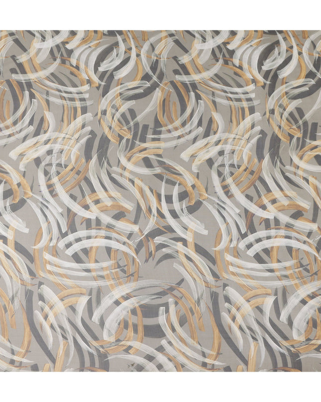 Stone Grey Abstract Brushstroke Silk Chiffon Fabric 110cm