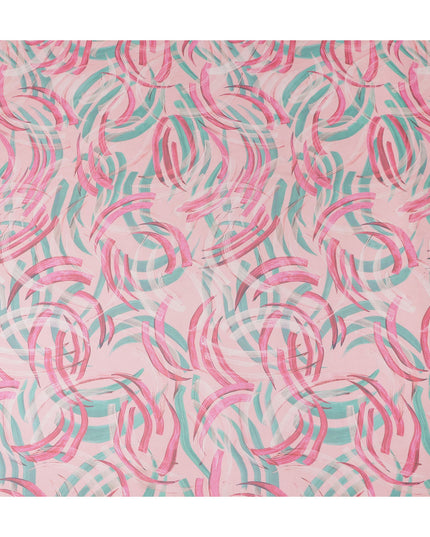 Baby Pink Abstract Brushstroke Silk Chiffon Fabric 110cm