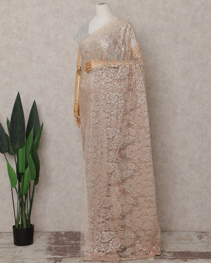 Rose Gold Champagne French Chantilly Lace Saree