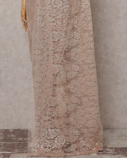 Rose Gold Champagne French Chantilly Lace Saree