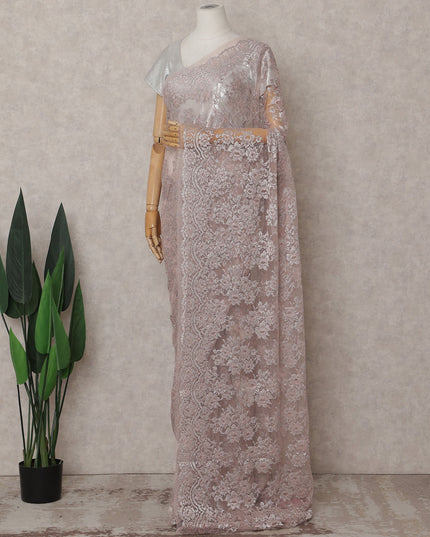 Dusty Blush Pink Chantilly Lace Saree - D31665