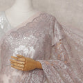 Dusty Blush Pink Chantilly Lace Saree - D31665