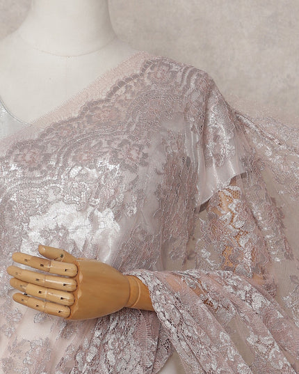 Dusty Blush Pink Chantilly Lace Saree - D31665