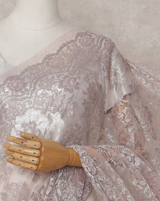 Dusty Blush Pink Chantilly Lace Saree - D31665