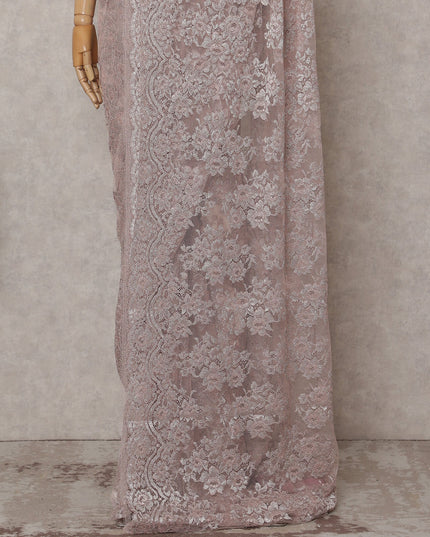 Dusty Blush Pink Chantilly Lace Saree - D31665