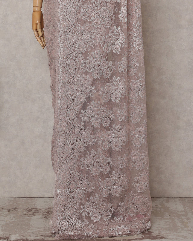 Dusty Blush Pink Chantilly Lace Saree - D31665