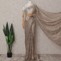Taupe Brown Chantilly Lace Saree - D31670