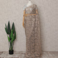 Taupe Brown Chantilly Lace Saree - D31670