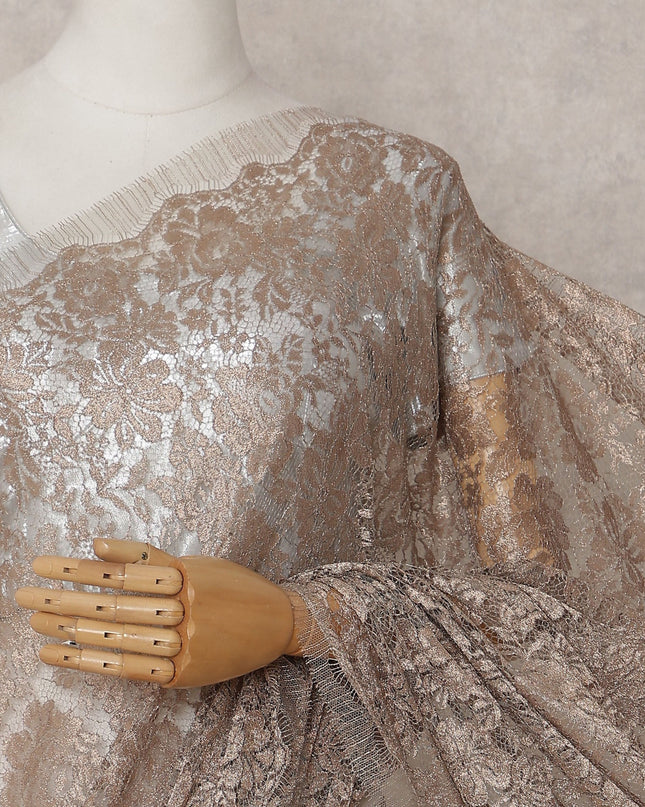 Taupe Brown Chantilly Lace Saree - D31670