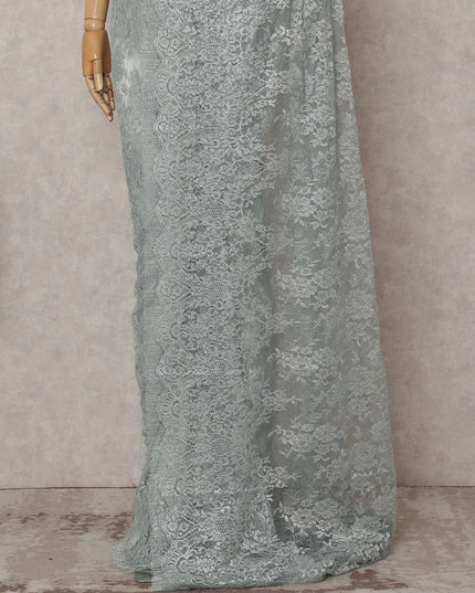 Sage Green Chantilly Lace Saree - D31678