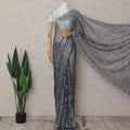 Slate Grey Chantilly Lace Saree - D31683