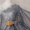 Slate Grey Chantilly Lace Saree - D31683