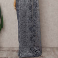 Slate Grey Chantilly Lace Saree - D31683