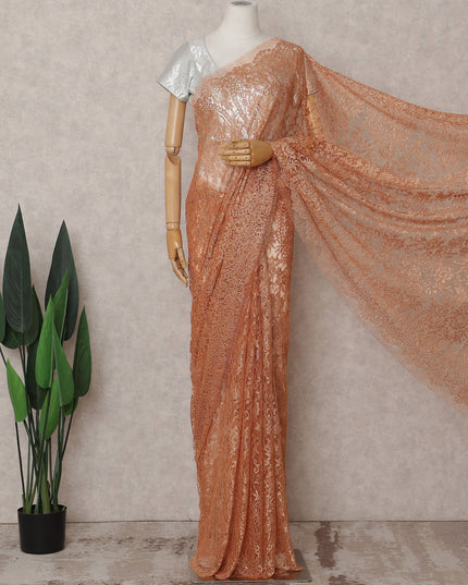 Copper Rust Chantilly Lace Saree - D31675