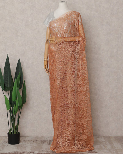 Copper Rust Chantilly Lace Saree - D31675