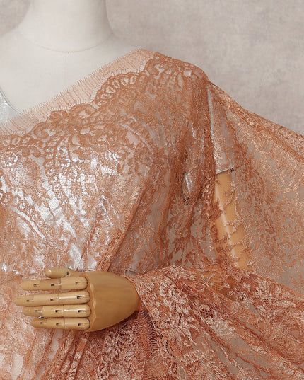 Copper Rust Chantilly Lace Saree - D31675