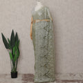 Sage Green Gold-Shimmer French Chantilly Lace Saree