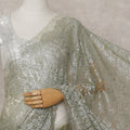Sage Green Gold-Shimmer French Chantilly Lace Saree