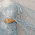 Powder Blue French Chantilly Lace Saree 5.5m