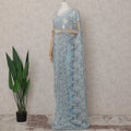 Powder Blue French Chantilly Lace Saree 5.5m