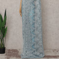 Powder Blue French Chantilly Lace Saree 5.5m