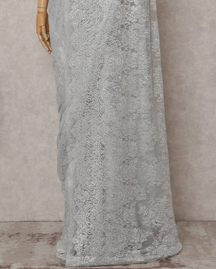 Pearl Silver Chantilly Lace Saree - D31676
