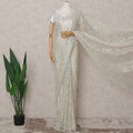 Ivory Pearl French Chantilly Lace Saree 5.5m