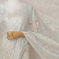 Ivory Pearl French Chantilly Lace Saree 5.5m