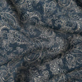 Deep Teal Blue Paisley Cotton Lawn Fabric 140cm