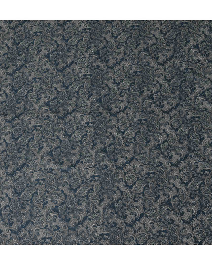 Deep Teal Blue Paisley Cotton Lawn Fabric 140cm