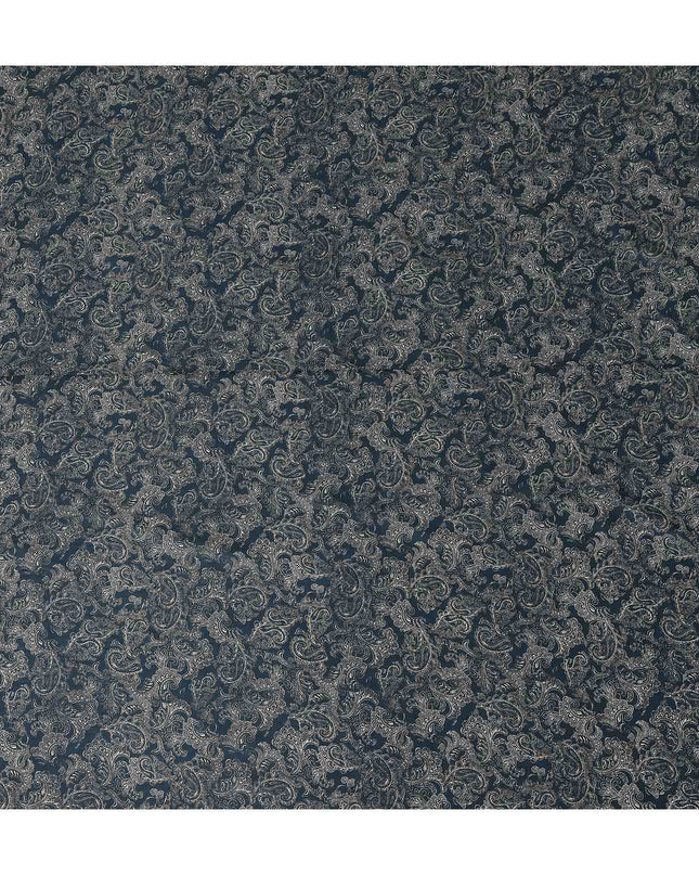 Deep Teal Blue Paisley Cotton Lawn Fabric 140cm
