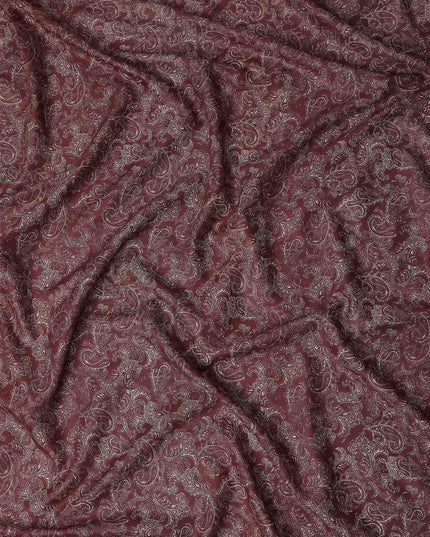 Wine Maroon Paisley Cotton Lawn Fabric 140cm