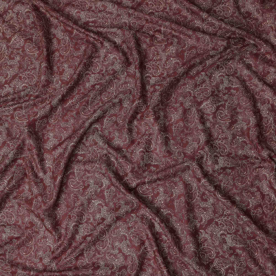 Wine Maroon Paisley Cotton Lawn Fabric 140cm