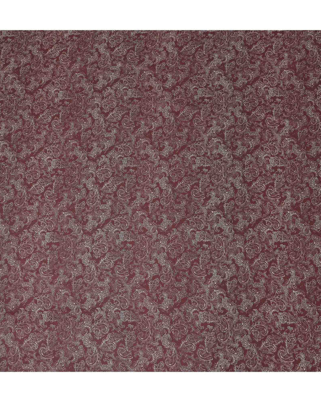 Wine Maroon Paisley Cotton Lawn Fabric 140cm